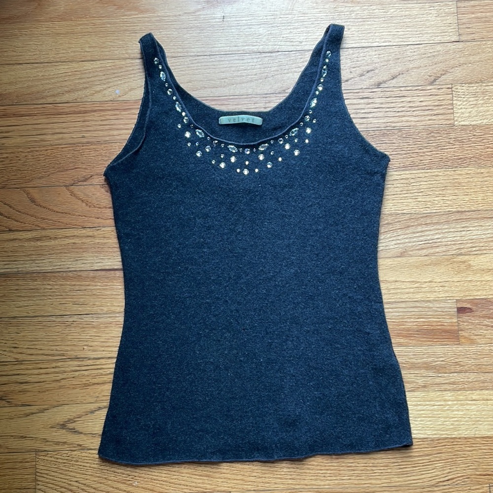 Velvet brand wool blend bejeweled tank